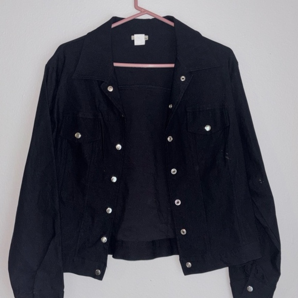 Zenobia Black Snap-Front Jean Jacket